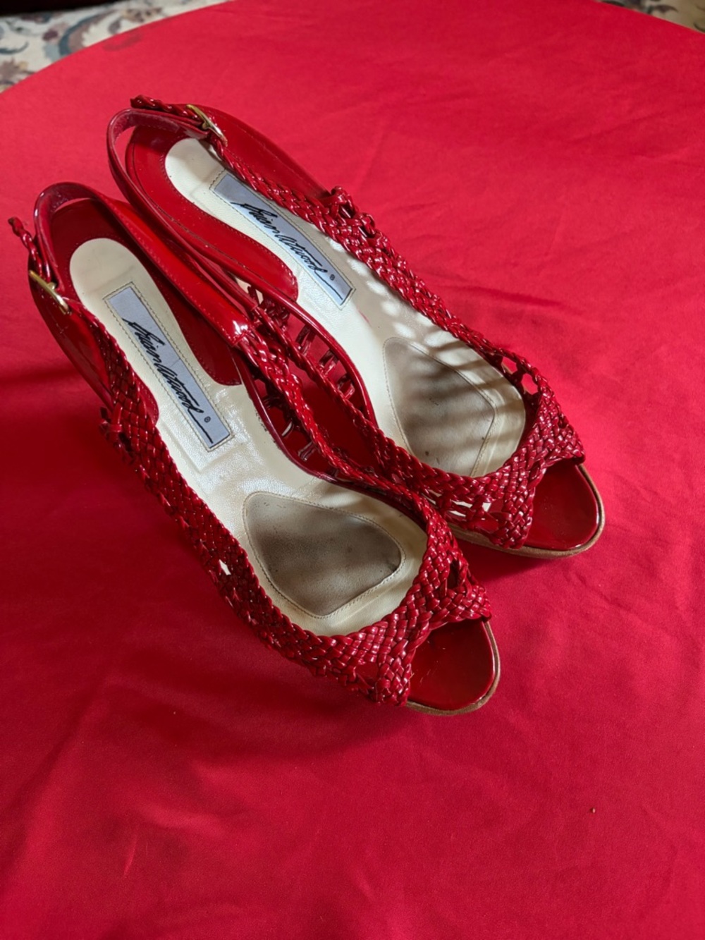 Brian Atwood Made in Italy Woven red Heels